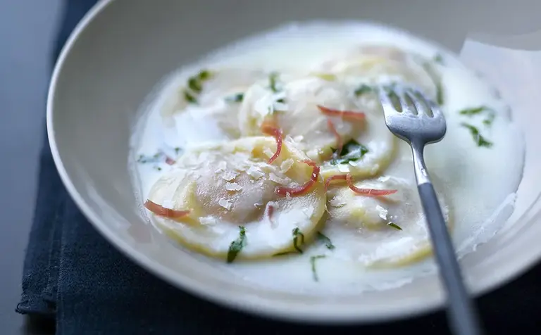Ravioles au chèvre et Jambon cru Aoste professionnel