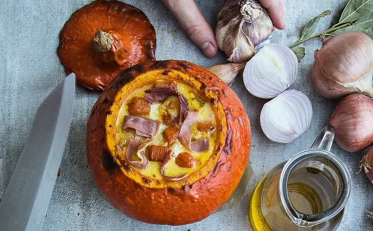 Courgiflette aux allumettes de jambon sec Aoste Professionnel