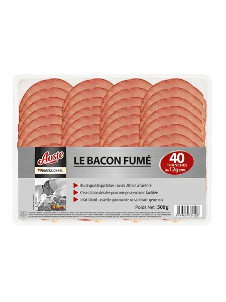 Le bacon fumé prétranché 40 tranches, Aoste Professionnel