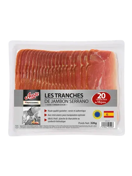 Les tranches de Jambon Serrano, Aoste Professionnel