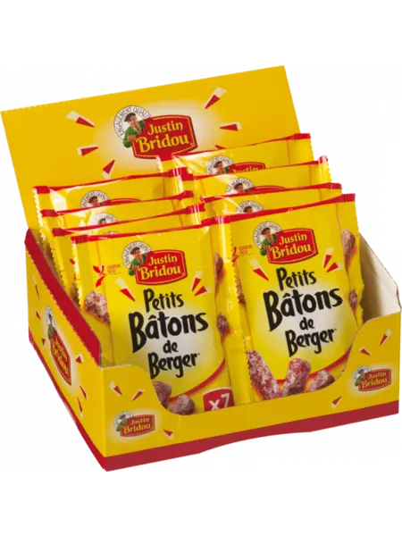 Boîte snacking 8 sachets de Petits Bâtons de Berger, Justin Bridou, Justin-Bridou