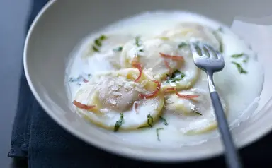 Ravioles au chèvre et Jambon cru Aoste professionnel